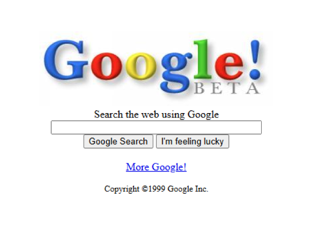 Google internet search from 1999