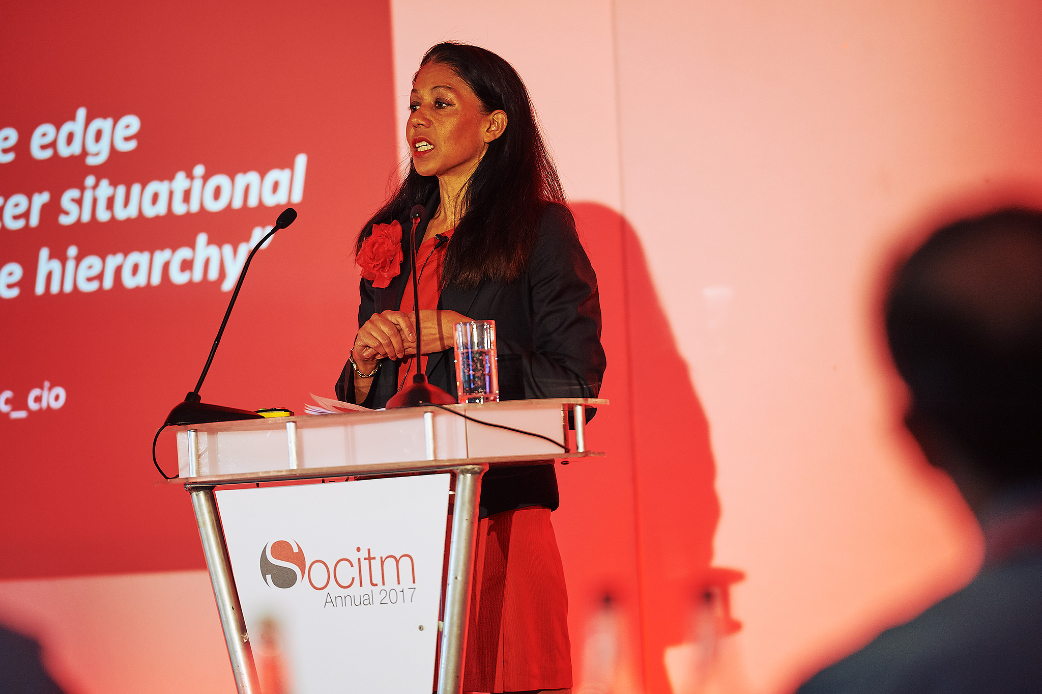 Woman speaking at podium during Socitm's annual conference in 2017
