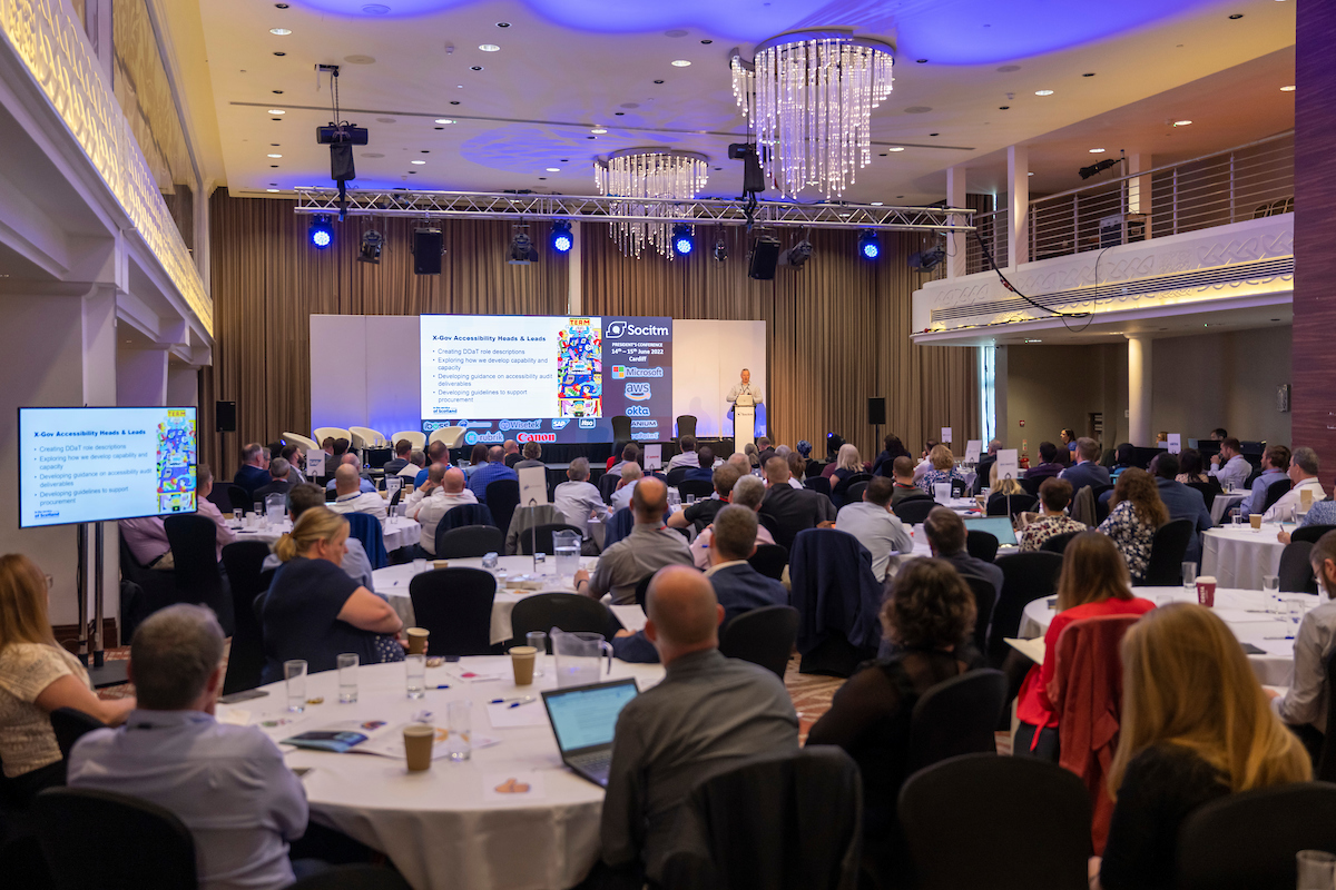 Photo from the back of the conference room during a session at Socitm's 2022 President's Conference