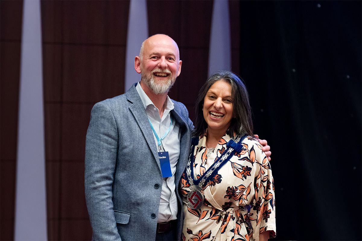 Kurt Frary, immediate past president, with newly elected president, Yogita Popat at President's Conference 2026. Photo by Anastasia Jobson